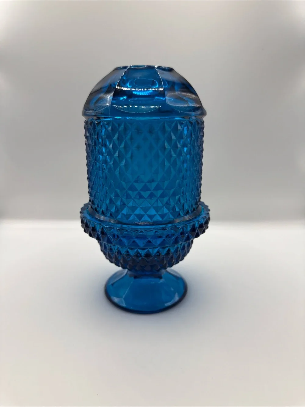Vintage Viking Diamond Point Cobalt Blue Blunique Fairy Lamp (MINT)